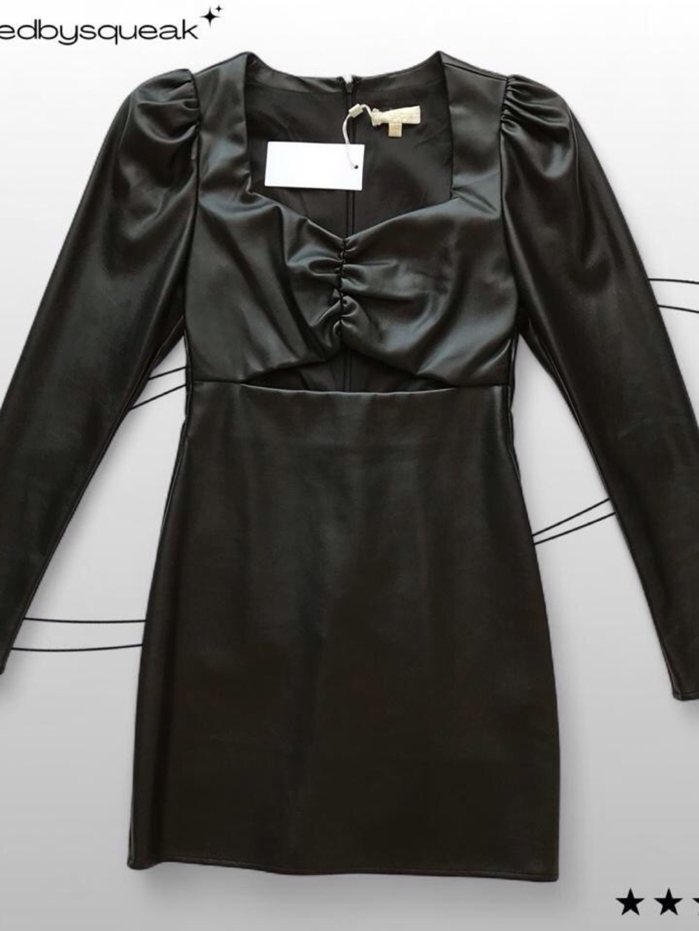 Ronny Kobo Black Pleather Cutout Mini Dress Small Boho Elevated Minimalist Party